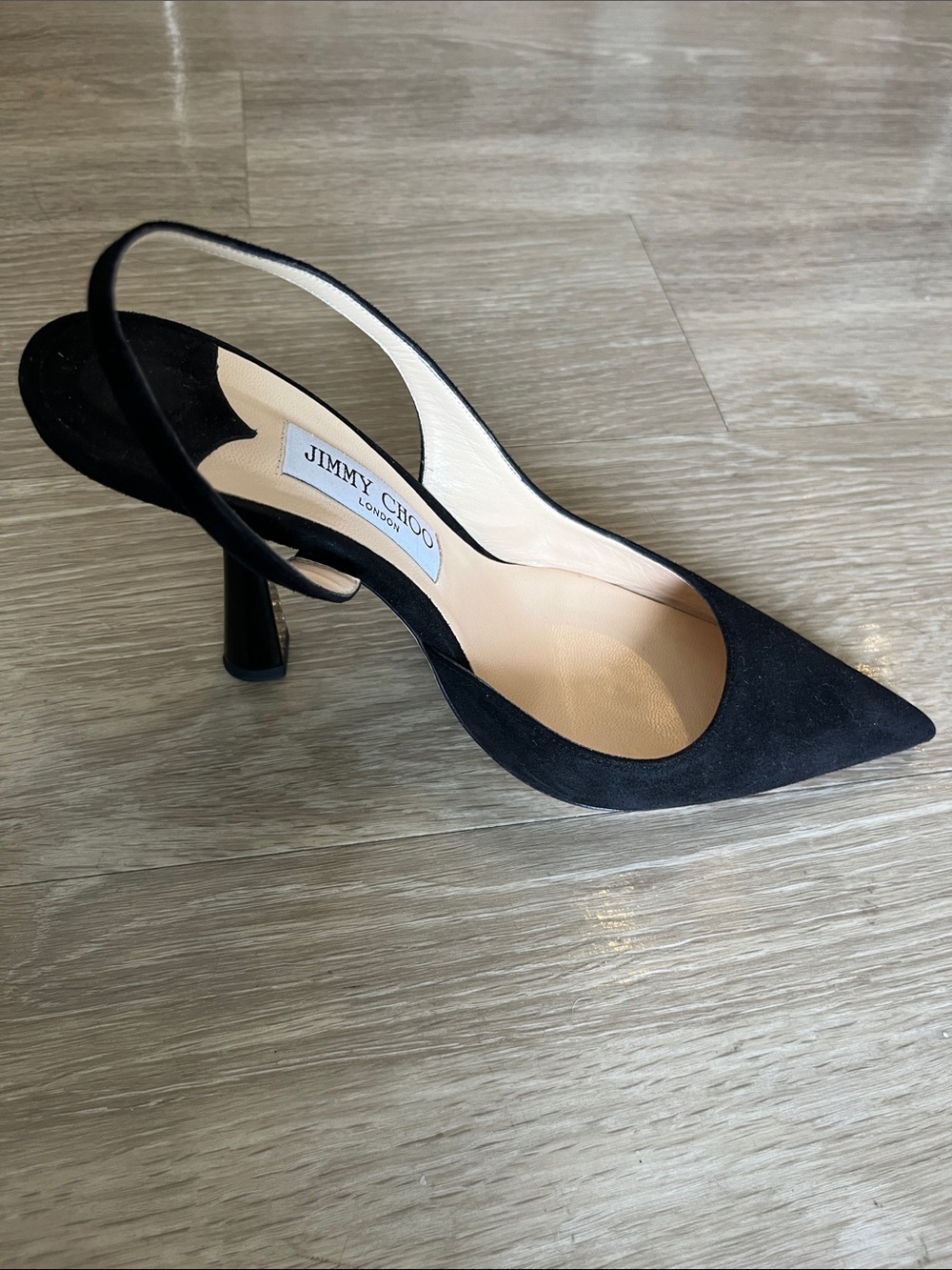 Jimmy Choo Black Suede Pointed Slingback Pumps - Picture 3 of 8